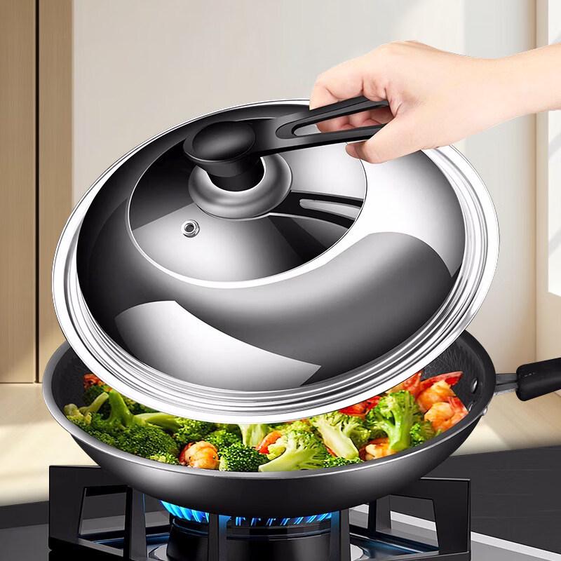 Jinlongxing Stainless Steel Tempered Glass Wok Lid