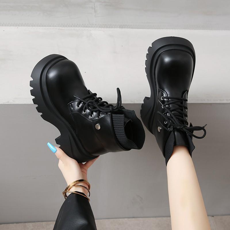 

Fashion Boots Ort Tube Thi Bot Heightening Briti Sle Leg Slimming New Model Faion Boots Winter Season Flat Heel 35 чёрный