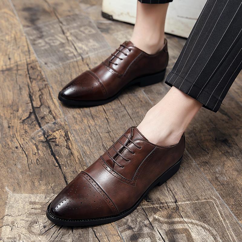 Brogue Boty Pánské Formální Módní Obchodní Pánské Boty Kůže Ležérní Oxford Pro Muže Hnědé Společenské Elegantní Ručně Vyráběná Společenská Obuv