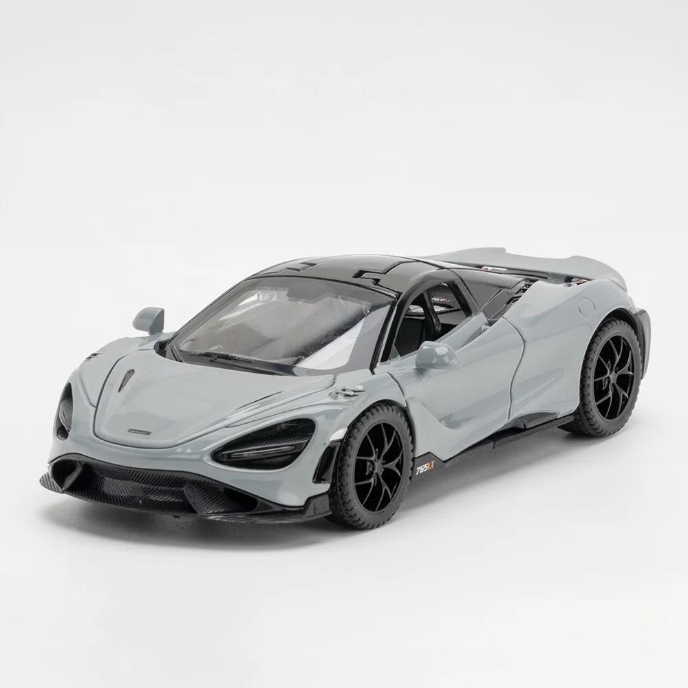 1:32 Scale 720S 765LT Toy Car Model Pull Back Sound Light Lift Tail Wing Vehicle Metal Diecast Models Supercar Gifts for Kids