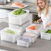 13Pcsset Reusable Plastic Food Storage Container Suitable (5 Lids+5 Boxes+3 Drainage Baskets)