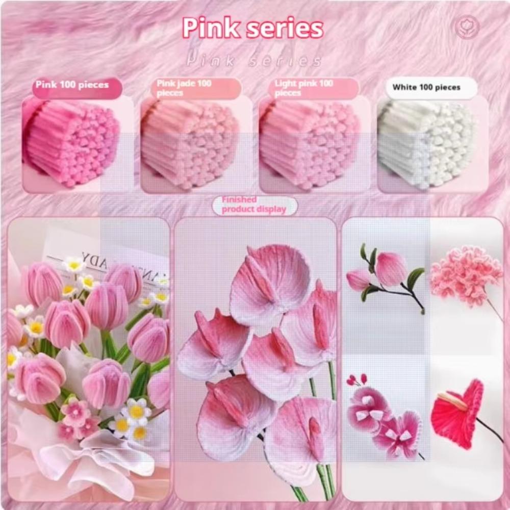 100/300/400Pcs Flexible Wire Pipe Cleaners Bendable Plush Sticks  for Artificial Flower Making