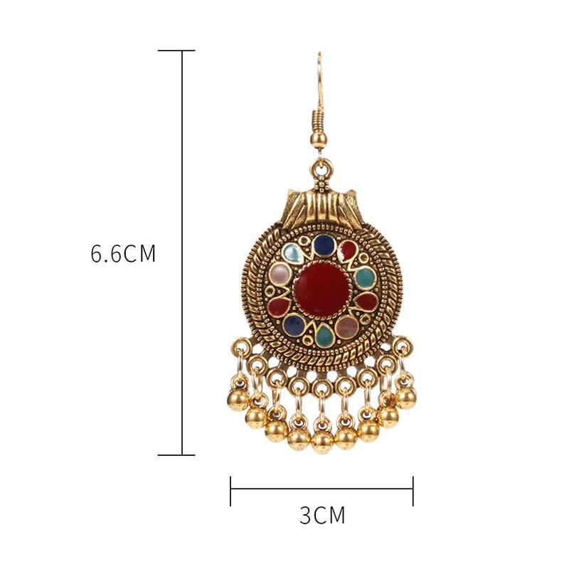 Vintage Ethnic Dangle Earrings Boho Disc Ball Tassel Drop Earrings Indian Jewelry Fashion All Match Women Accessories