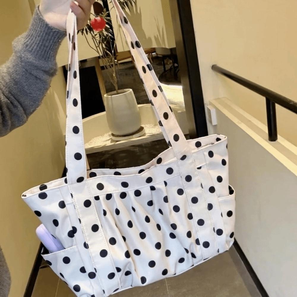 Canvas Polka Dot Shoulder Bag Sweet Handbag Versatile Tote Bag Women
