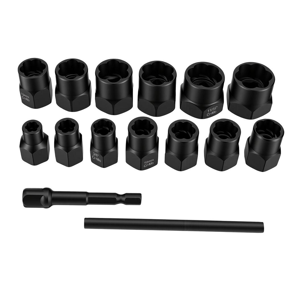 Nut Bolt Extractor Bolt Remover Socket Set for Extracting Stripped Rusted Damaged Fasteners CC Style Nut Remover +