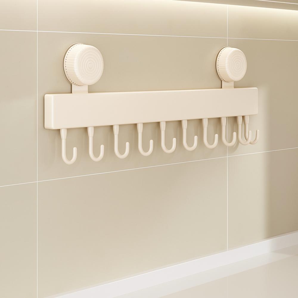 Wall-mounted Suction Cup Hooks Detachable Clothes Hanger Multifunctional Bathroom Rack  Household
