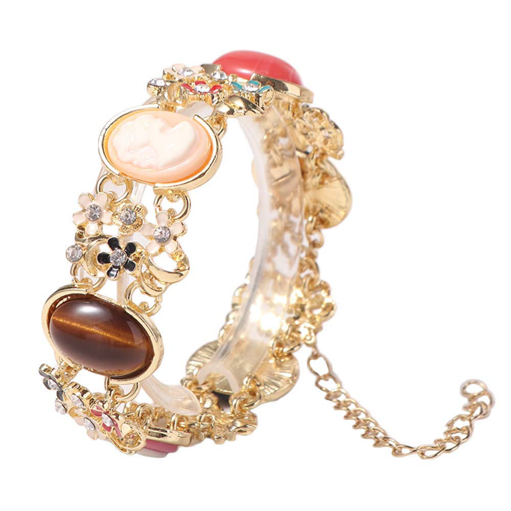 Resin Baroque Bracelet Rhinestone Women's Hand Bracelet Retro Enamel Bangle Jewelry Gifts