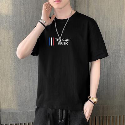 Camiseta de Algodão Puro de Manga Curta para Homem Casual Gola Redonda Solta Manga Curta Camisa Base para Casal