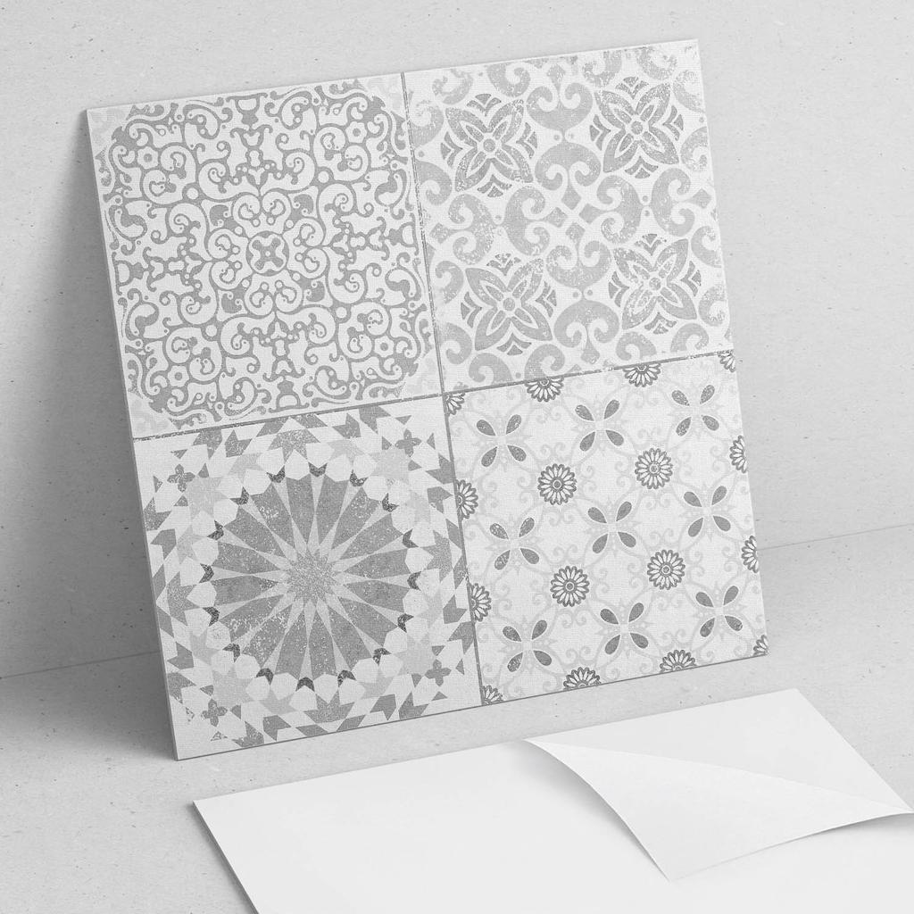 Package of Vinyl PVC Tiles Geometric and Floral Patterns 20X20X20 Cm