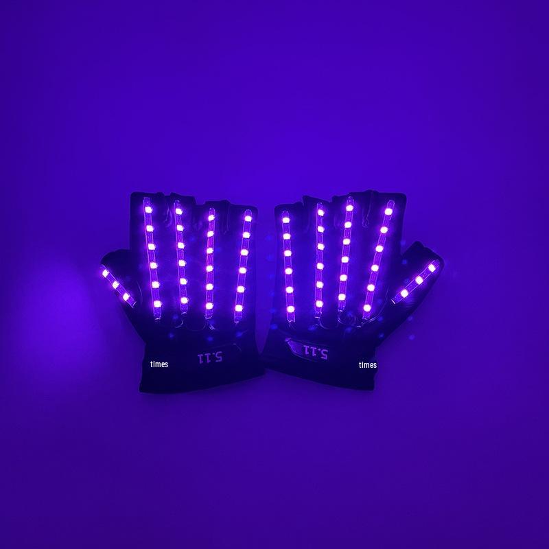LED Wolverine Handschuhe & Dreifarbige Leuchtbogen-Brille für Bühnen- und Barauftritte