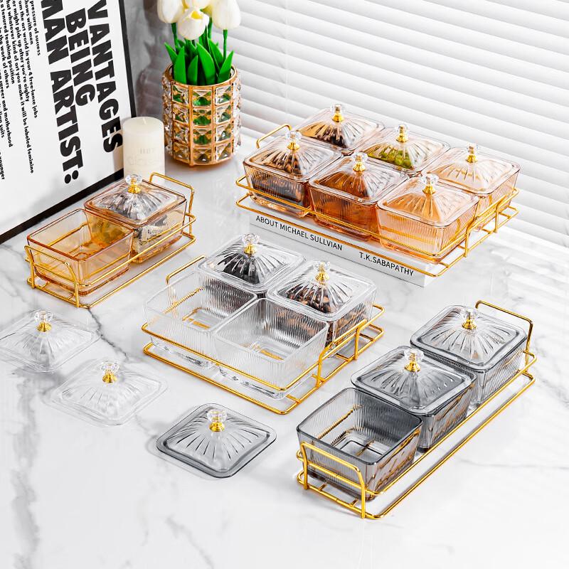 UOSU Golden Stand Glass Snack & Fruit Serving Tray