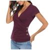 Fashion Women's Summer  Short Sleeve V-Neck Slim T-Shirt Casual Tee Tops