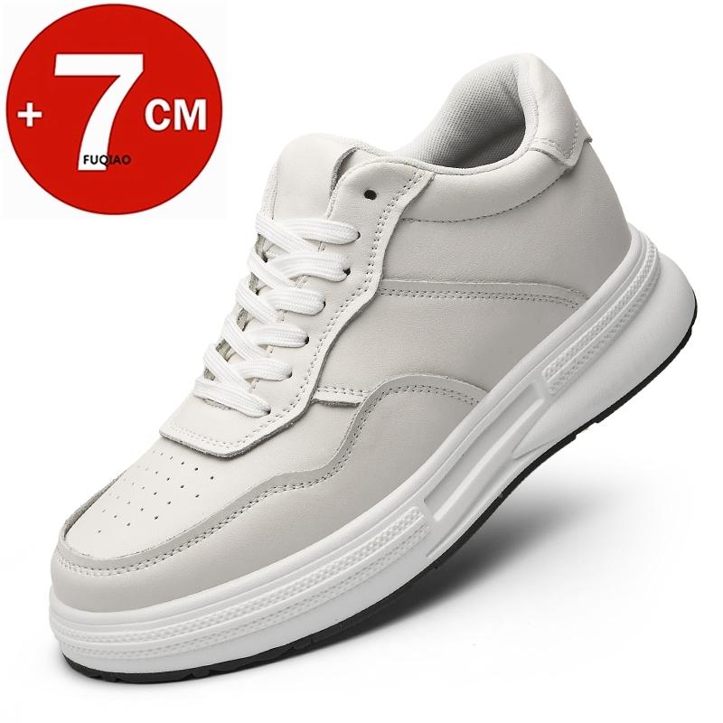 Fashion 7cm Men Height Increase Genuine Leather Casual Sneakers Elevator Shoes Comfortable Fashion Skateboard Shoes for Men Lift Sports