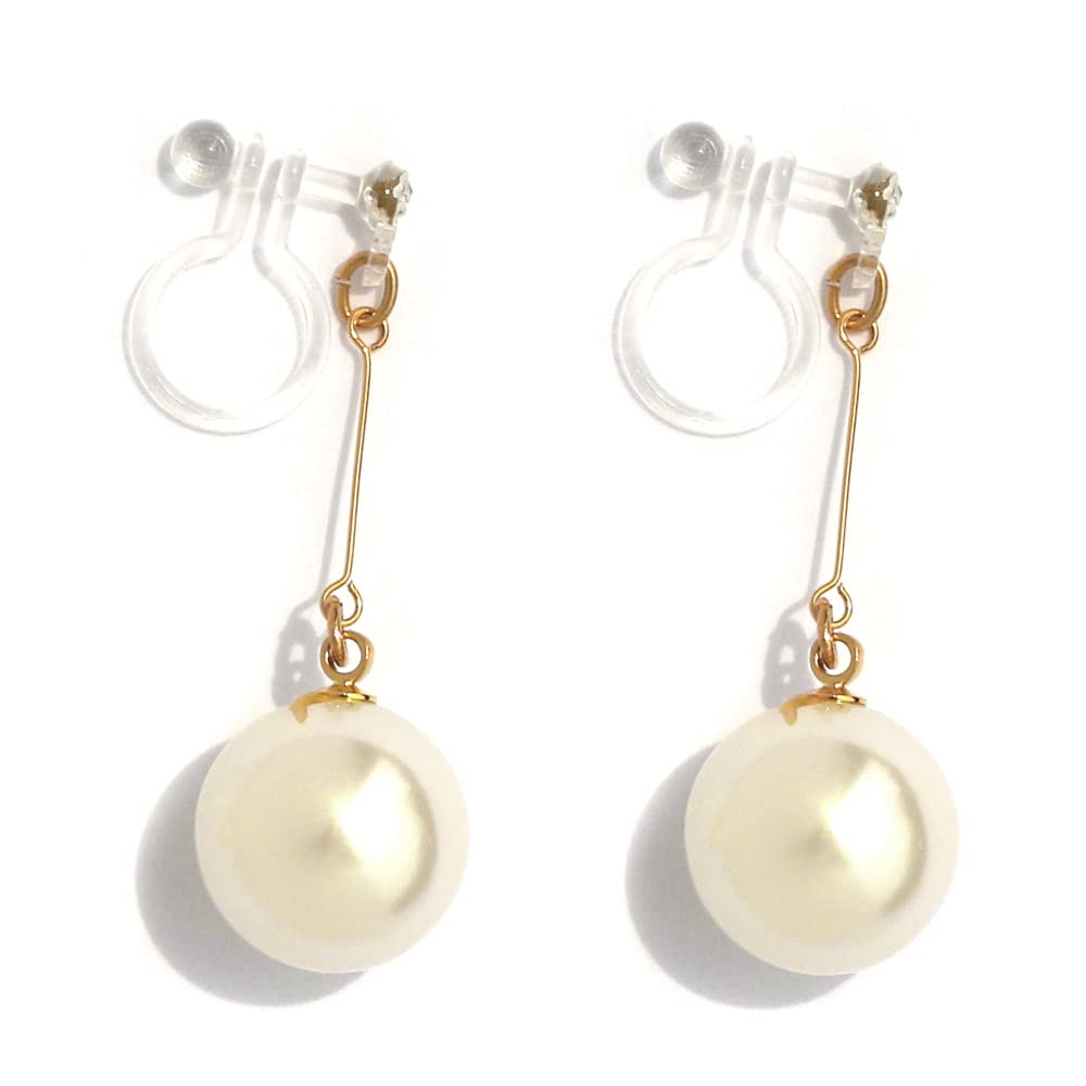 

Зроблено в Японії Сережки з перлів з полімерної смоли Сережки-підвіски [Melody Accessories] Без пірсингу (NT-J13) (Золотий, 1 см)