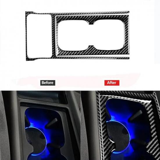 2Pcs Carbon Fiber Watercup Panel Cover Trim Decor For Honda Civic 8th 2006-2011