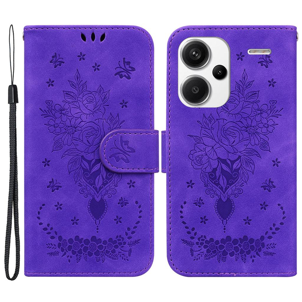 For Xiaomi Redmi Note 13 Pro+ 5G Magnetic Phone Case Rose Butterfly Imprinted Cover