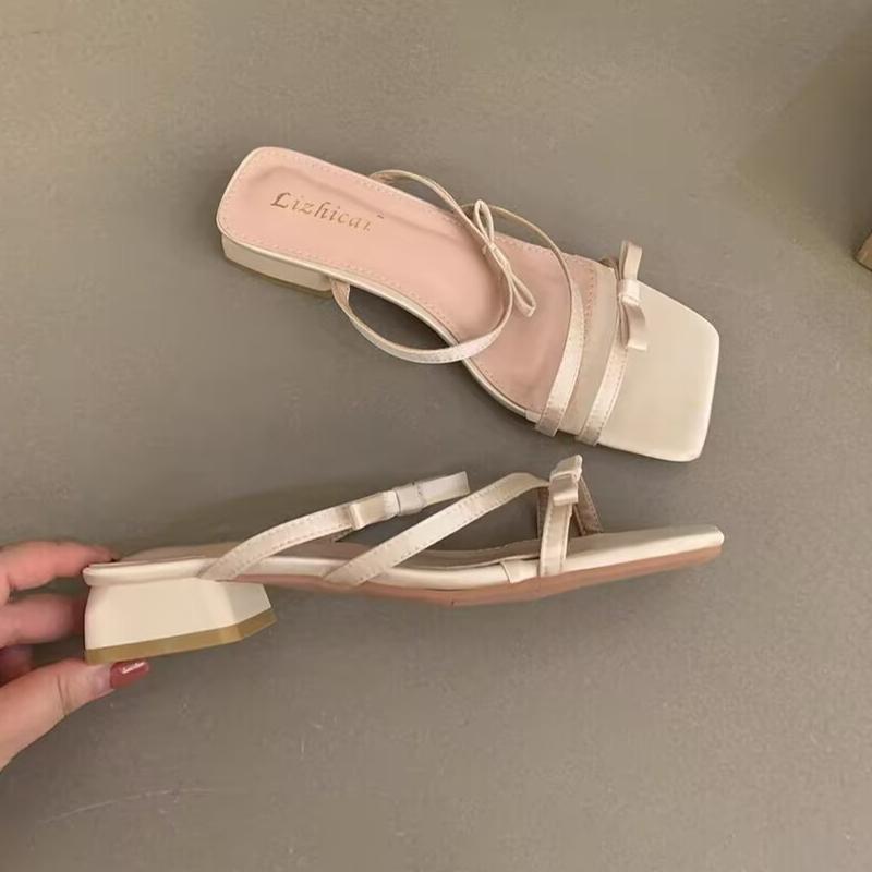 Summer New Women's Slippers 2025 Stylish Peep-toe Low Heel Silver SlipperWomen's Comfortable Beach Shoes Women Slipper