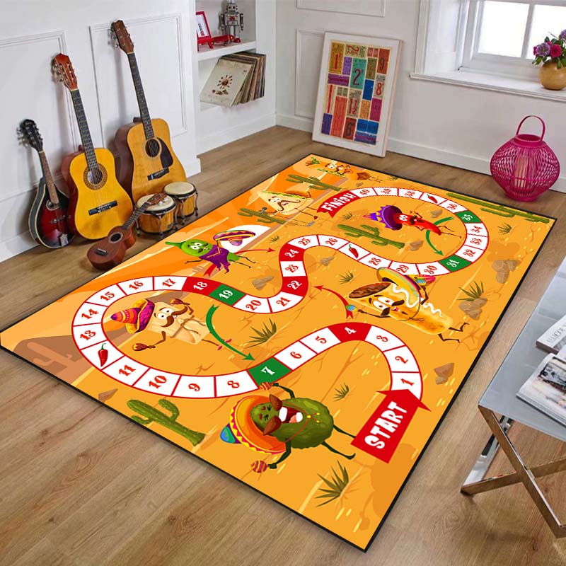 Game Snakes and Ladders Pattern Floor Rug Carpets Living Room Bedroom Bedside Bathroom Floor Mat Area Rug Kids Room Play Mat