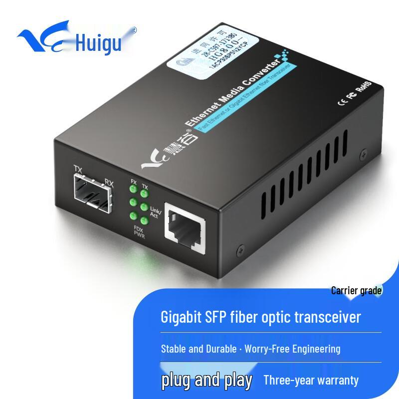 Huigu Gigabit Fiber Optic Transceiver SFP Port (Module Not Included)
