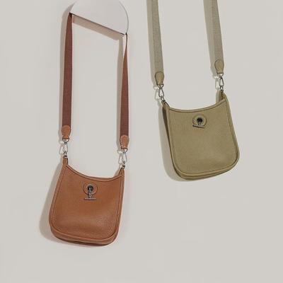 2024 Spring Korean Style Retro Vespa Shoulder Bag with First Layer Cowhide and Webbing Crossbody Design