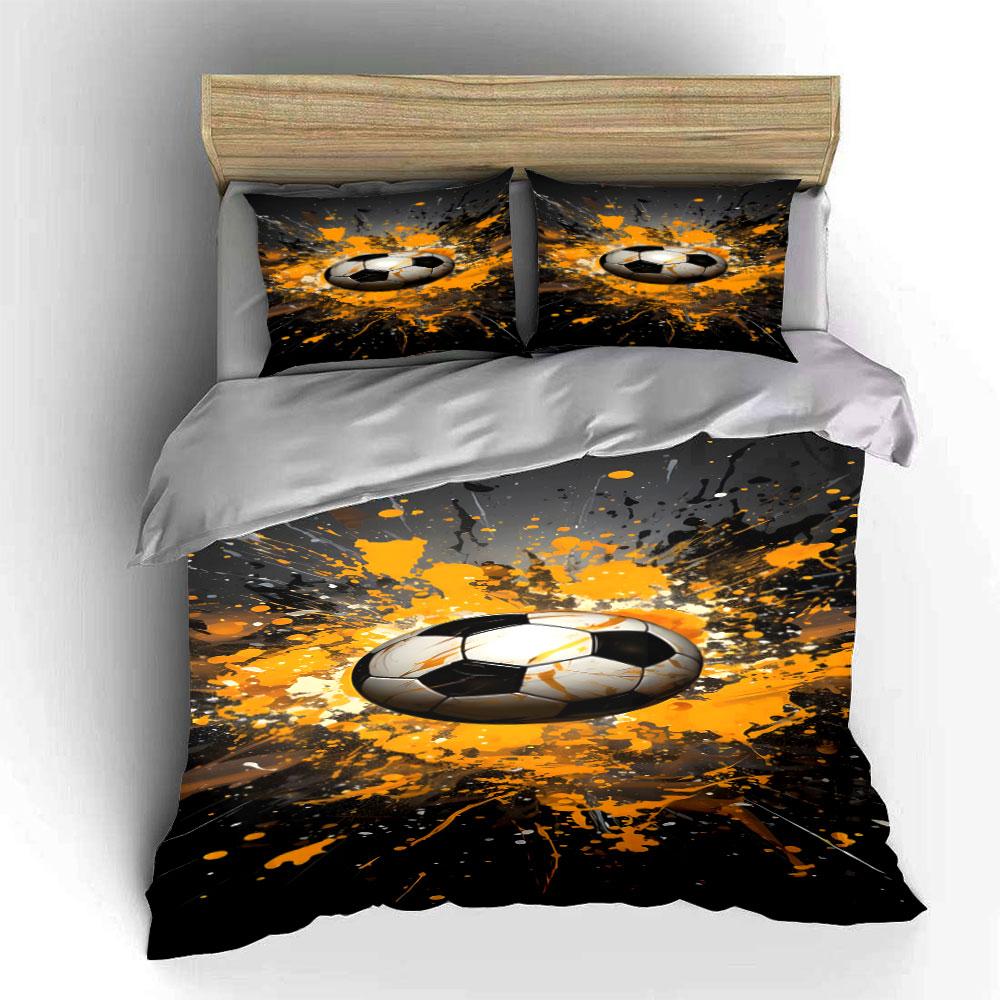 Soccer Ball with Splashes. Bedding Sets Duvet Cover Sets Duvet Covers Pillowcases(1*Duvet Cover 2*Pillowcases Without Duvet Insert)