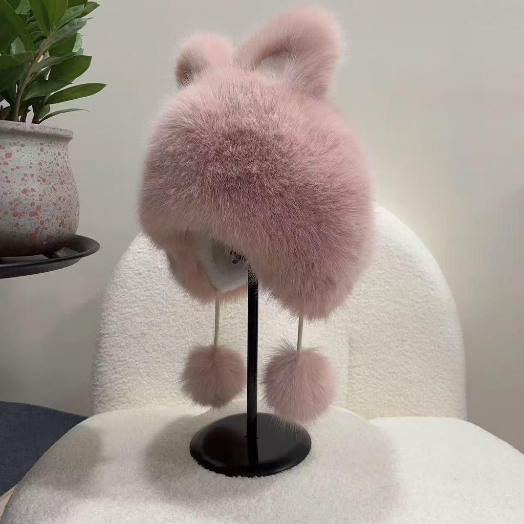 2025 Winter Women's Plush Earmuff Hat with Cute Rabbit Ears - Thick, Cold-Proof, and Windproof Fashion Trend