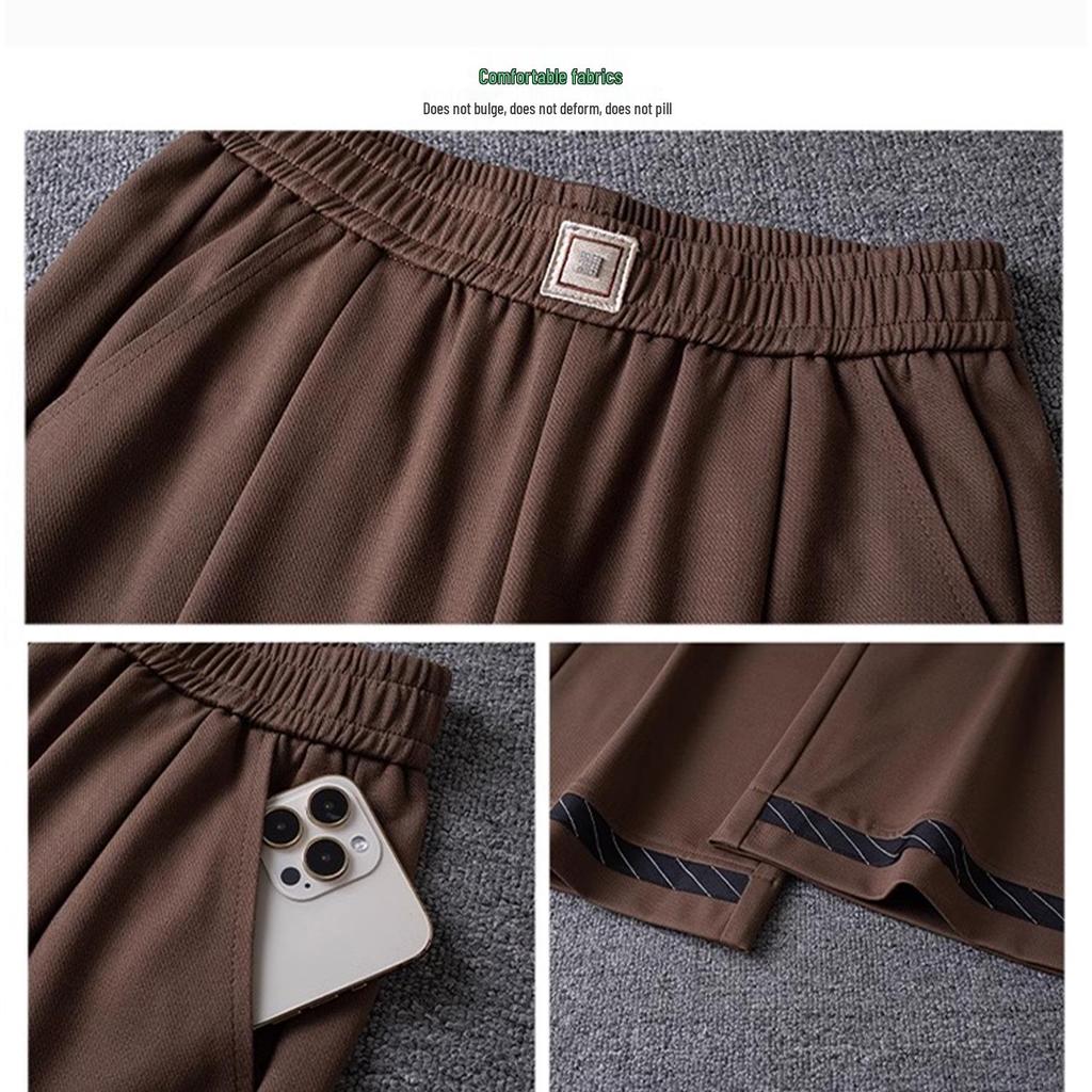 Spring 2025 Casual Plus Size Wide Leg High Waist Pants, Thin Drapey Summer Style, Khaki & Black
