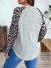 2024 Autumn/Winter New European and American Women's Clothing Hot-selling on Amazon Classic Leopard Patchwork Groove Long-Sleeve Top