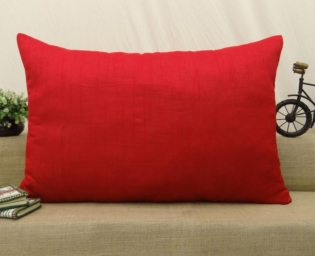 Dupion Silk Throw Home D    Cor Solid Red Pillow Sham Cushion Cover - Choose