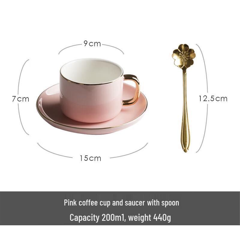 Ceramic Coffee Cup with Saucer and Spoon Set