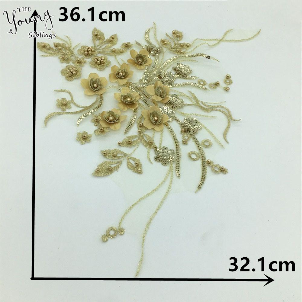 

Кружево с трехмерным узором из искусственного жемчуга и золотой нити, ручная вышивка, кружевной воротник, аксессуары для одежды Style 1535 (1 piece)
