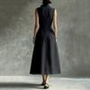 Sleeveless Button Down Maxi Dress with Collared Neck and Flared Hem for Women Elegant A Line Shirt Dress Summer Wear
