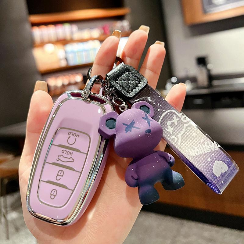 Suitable for Hongqi H5 Key Cover H7 HS5 HS7 New Energy EHS3 Car Leather Men's and Women's Keychain Case
