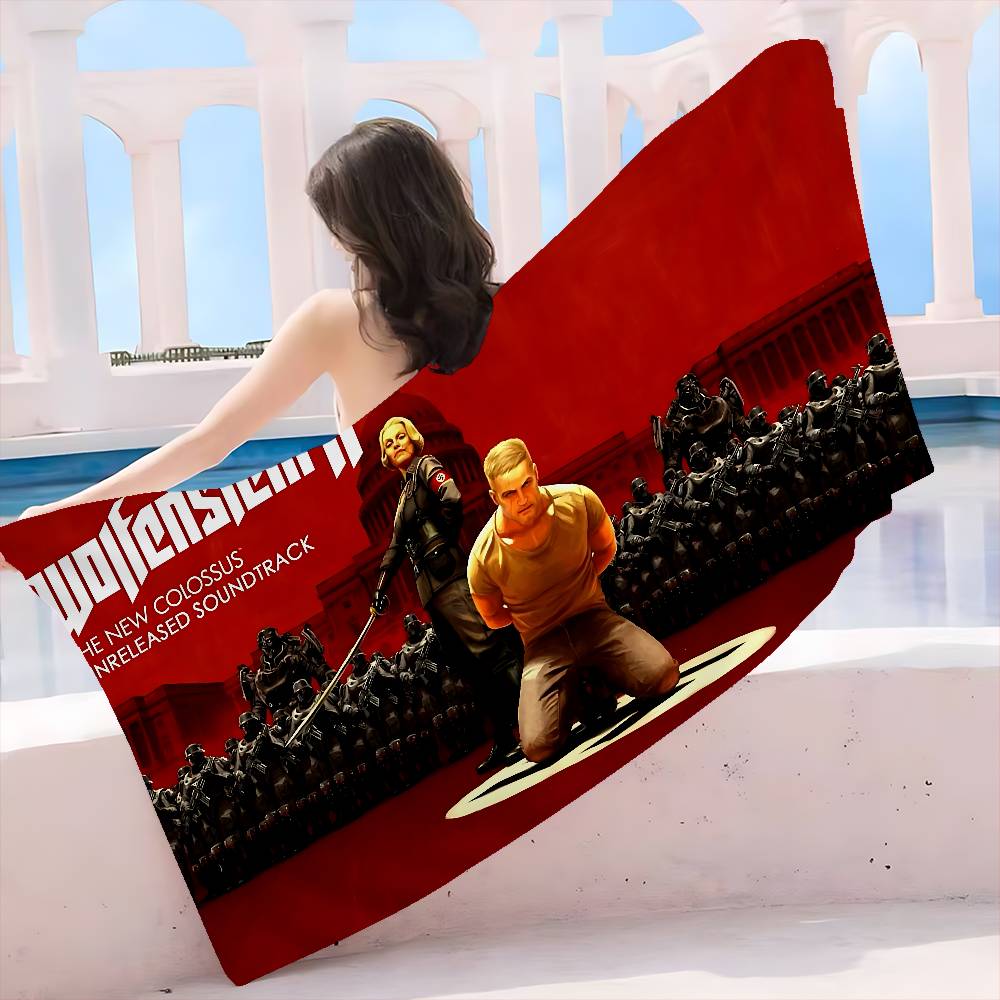 Wolfenstein Microfiber Printed Beach Towel Mountain Climbing Yoga Beach Swimming Running Absorbent Soft Towel