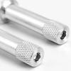 Aluminum Motorcycle Seat Fasteners with Machined Construction, Anodized Finish, Threaded Ends, and Knurled Grip Heads