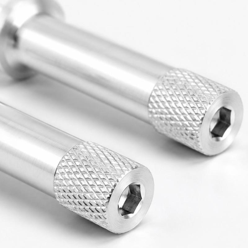 Aluminum Motorcycle Seat Fasteners with Machined Construction, Anodized Finish, Threaded Ends, and Knurled Grip Heads