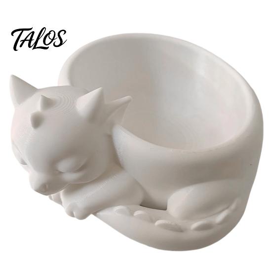 Talos Blumentopf-Ornament, 3D-gedruckte schlafende Drachenform, matt großer gewölbter Pflanztopf, für Heim-Büro-Schreibtisch-Garten-Dekoration