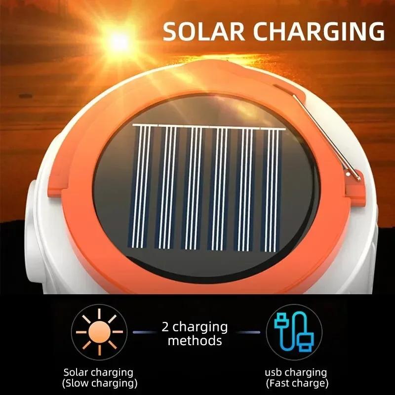 Super Bright Camping Light Bulb Solar LED 6 Lighting Modes USB Rechargeable Power Bank Outdoor BBQ Tents Hanging Emergency Light