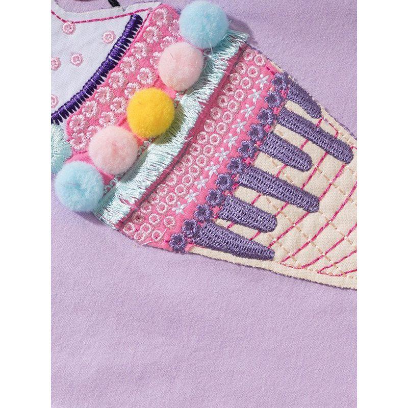 Cute Small Size in Purple Children's Summer Clothing round Neck Short Sleeve T-shirt