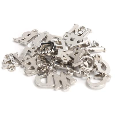 26Pcs Alloy Letter Pendants DIY English Alphabet with Rhinestones Ornament Jewelry Making