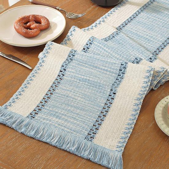 Boho Table Runner Color Block Table Runner with Tassels Farmhouse Table Runner for Kitchen Dining Table Dresser Home Decor