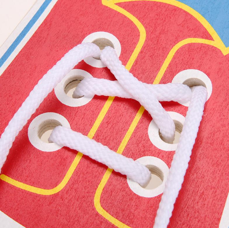 Wooden tie laces threading children's kindergarten educational toys enlightenment teaching single
