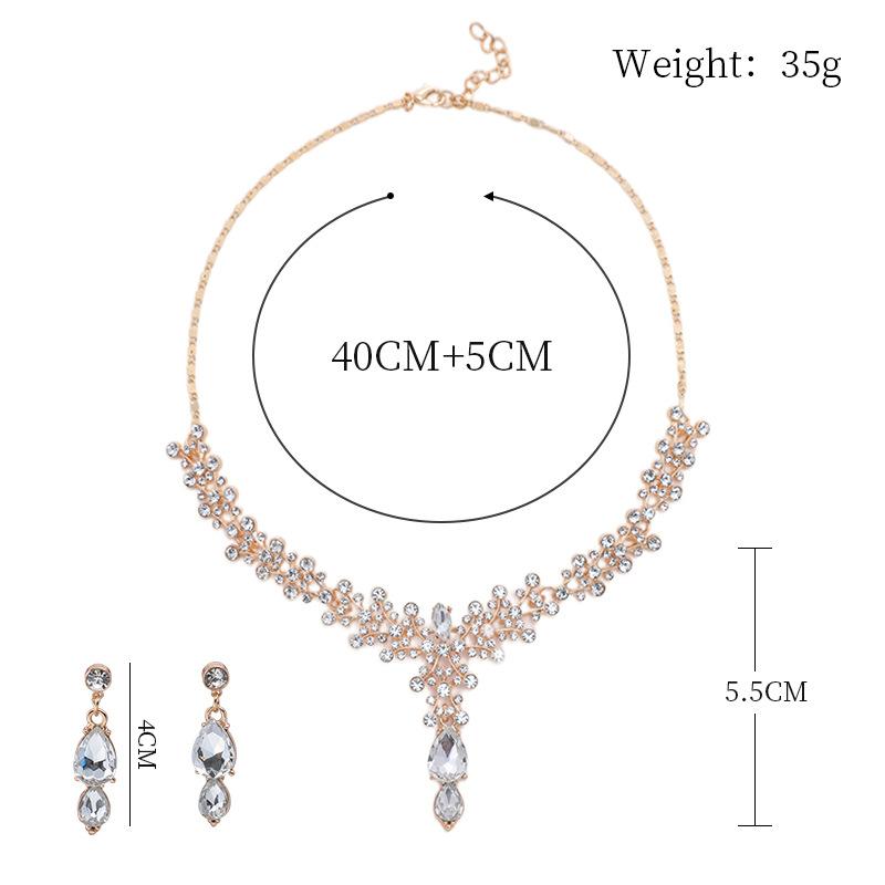 GemChic Women's New Exquisite Hollow Alloy Branch Crystal Rhinestone Drops Collarbone Necklace Earrings Two Piece Set Birthday Christmas Jewelry Gift