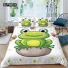 Duvet Cover Cartoon Mushroom Frog Cute Frog Duvet Cover for Kids Boys Girls Natural Wild Fungus Comforter Cover Pink Mushroom
