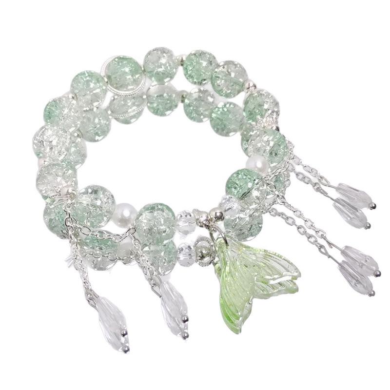 Colorful Crystal Beaded Fishtail Bracelet: Sweet, Fairy-Inspired Gift for Best Friend or Girlfriend - Perfect for May Day Outings