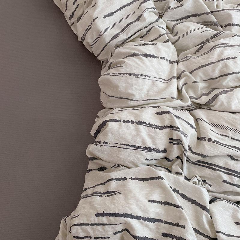 4 Piece Bedding Set Double Layer Gauze Quilt Cover Bed Sheet Pillow Cases Student Duvet Cover Fitted Sheet Soft Comfortable Bedding Set