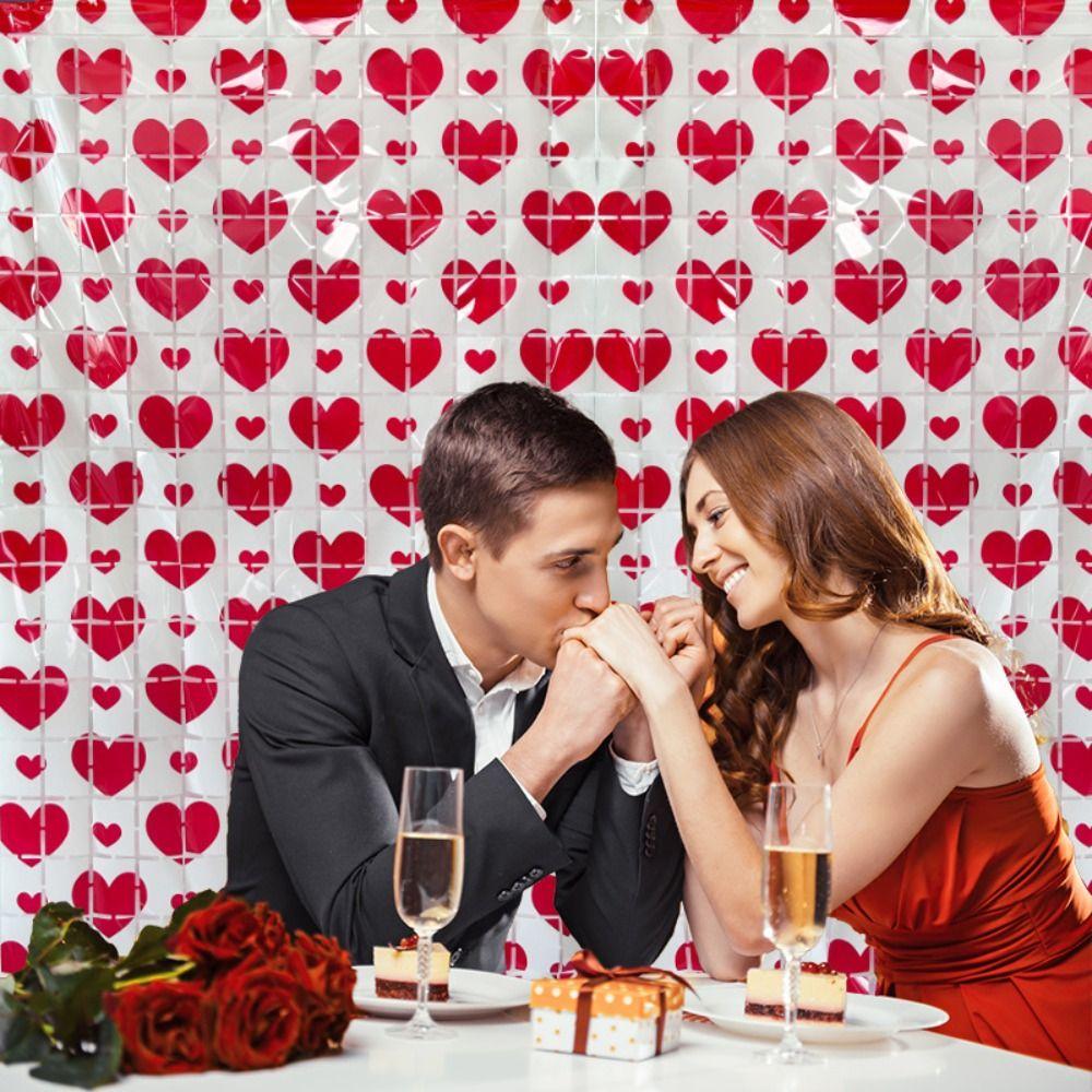 Heart Pattern Love Rain Curtain Hanging Self-adhesive Streamers Curtains Widely Application Easy To Install