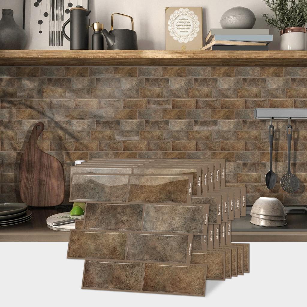 3D self-adhesive wall stickers, waterproof and easy to clean, suitable for kitchen, bathroom, living room, dining room, etc.