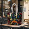 Ethnic Graffiti Large Tote Bag Casual Shoulder Bag for Daily Shopping