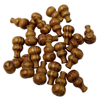 25pcs 27mm Calabash Spacer Beads Loose Wood Stripe for Beading Crafts